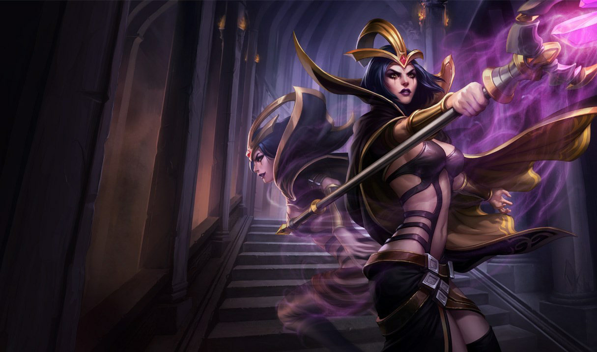 Female champion's mimic with a magic staff casting a spell while the champion escapes behind it