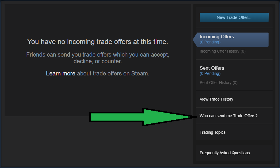 Steam screenshot of Trade Offers page