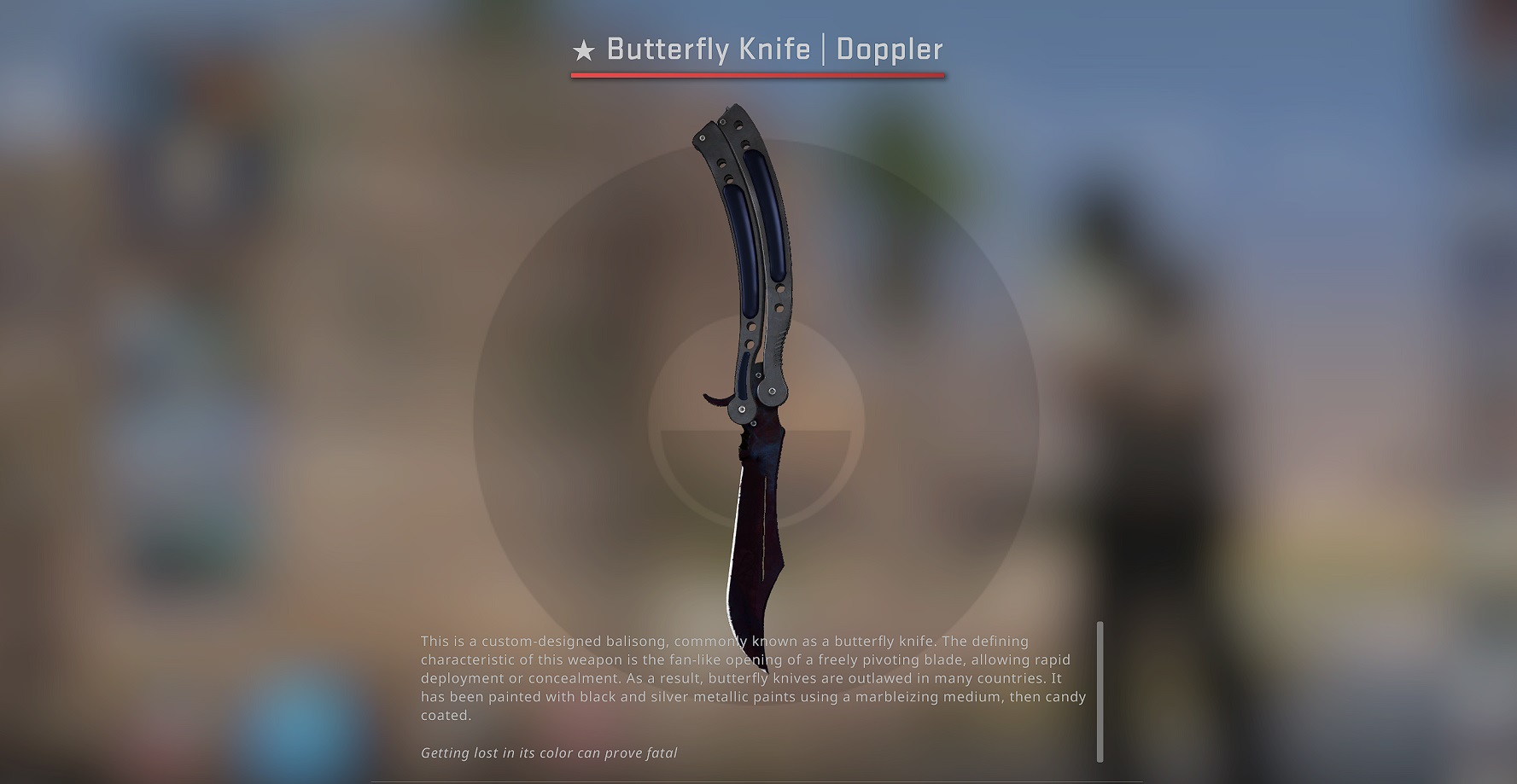 Screenshot of Butterfly Knife Doppler skin in CS: GO