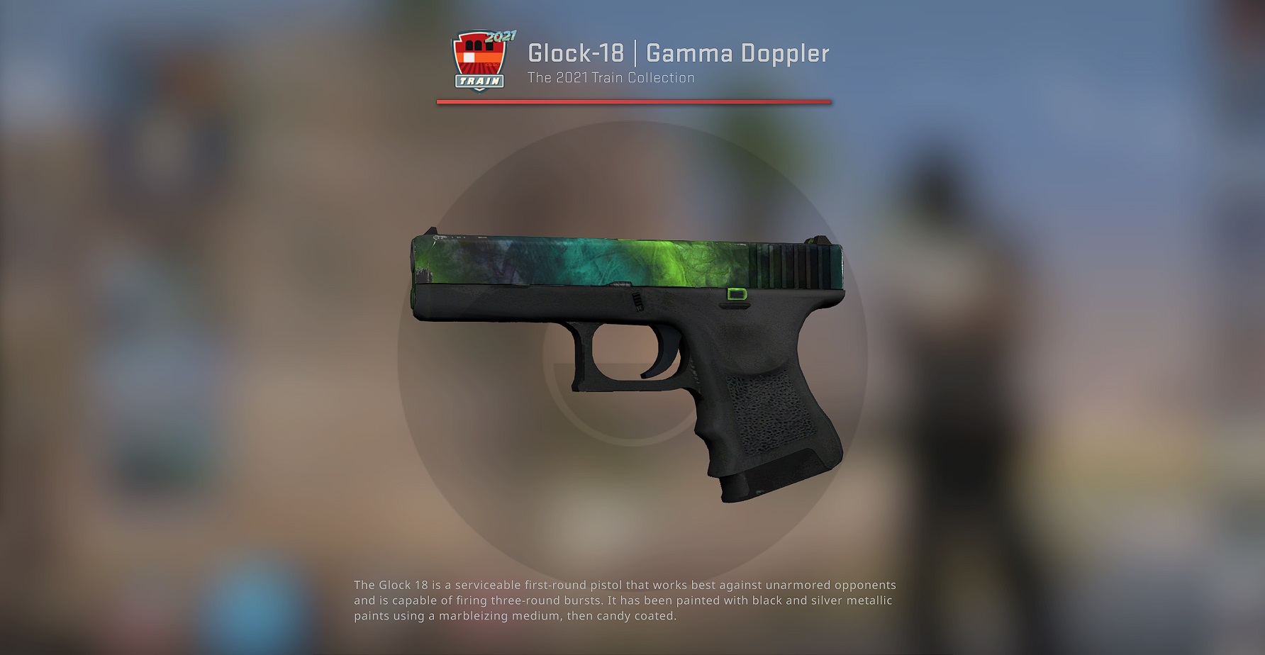 Screenshot of the Glock 18 Gamma Doppler skin in CS: GO