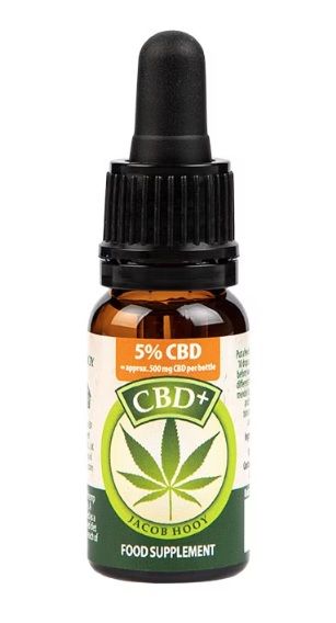 a bottle of cbd oil sitting on a white background