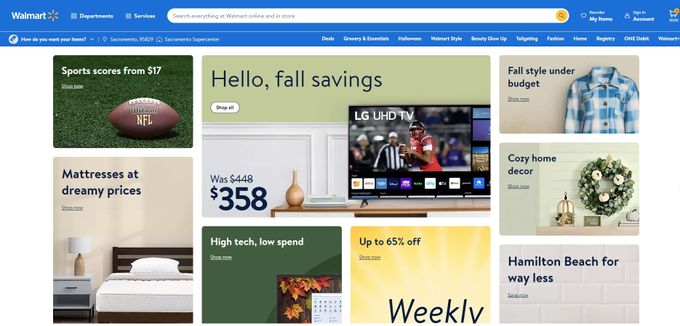 Screenshot of Walmart's home page