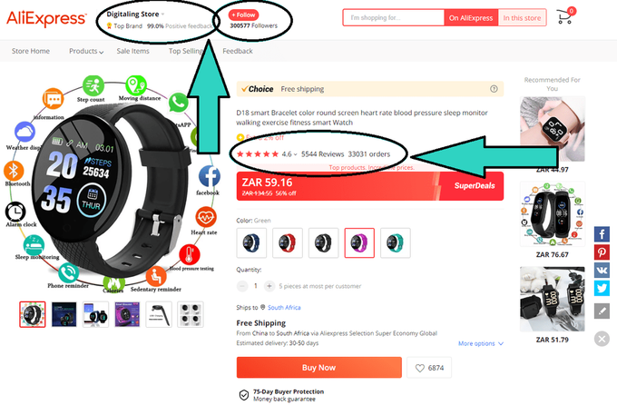 Screenshot of AliExpress seller page highlighting positive seller information