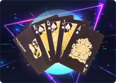 four of a kind of playing cards on a colorful background