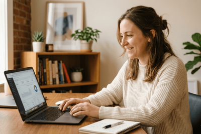 A woman working on her Shopify CRO for her e-commerce store.