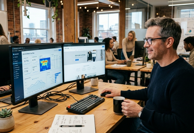 A CRO manager working on website CRO strategies.