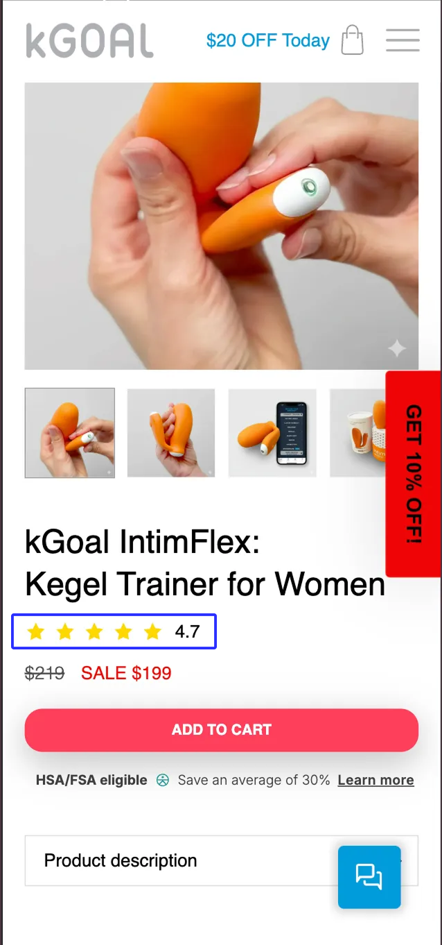 kGoal PDP test variant kGoal PDP test variant