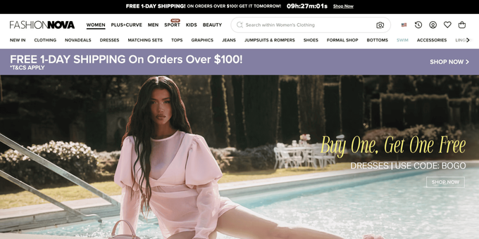 Website conversion rate optimization: benchmarks and best practices An example of a successful CTA from brand Fashion Nova.
