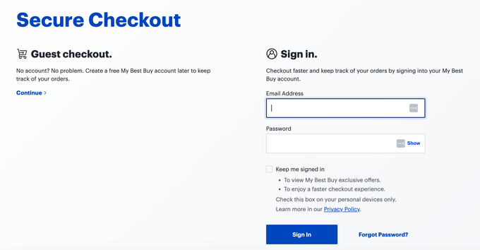 BestBuy Checkout. 