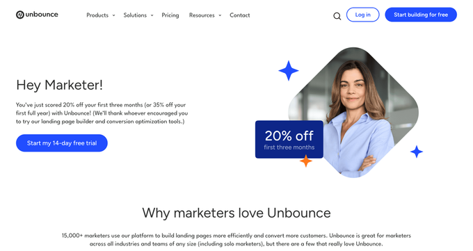 10 best A/B testing tools for CRO in 2026 (expert review) Unbounce homepage.