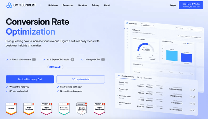 Omniconvert landing page. 