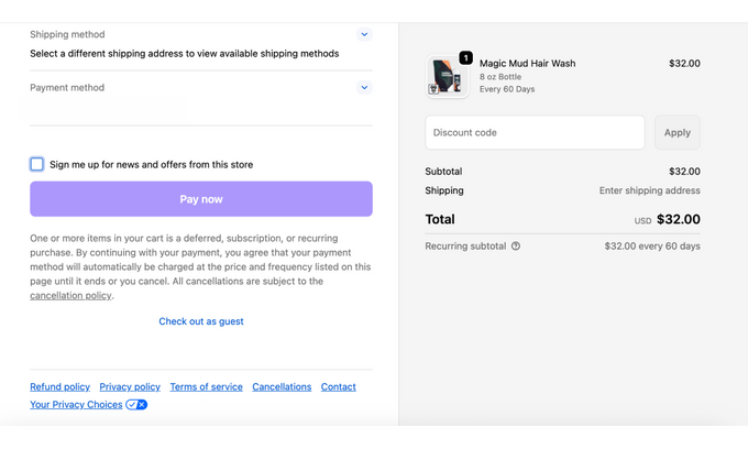 Shopify CRO: 12 data-driven tips to boost your store's conversion rate An example of Modern Mamal's checkout page.