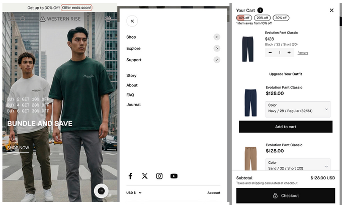 Shopify CRO: 12 data-driven tips to boost your store's conversion rate An example of how Western Rise optimizes their mobile page.