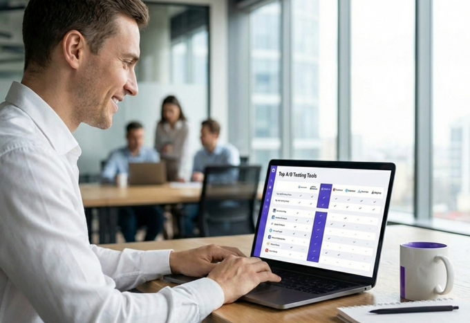 A man uses the best A/B testing tools for CRO.