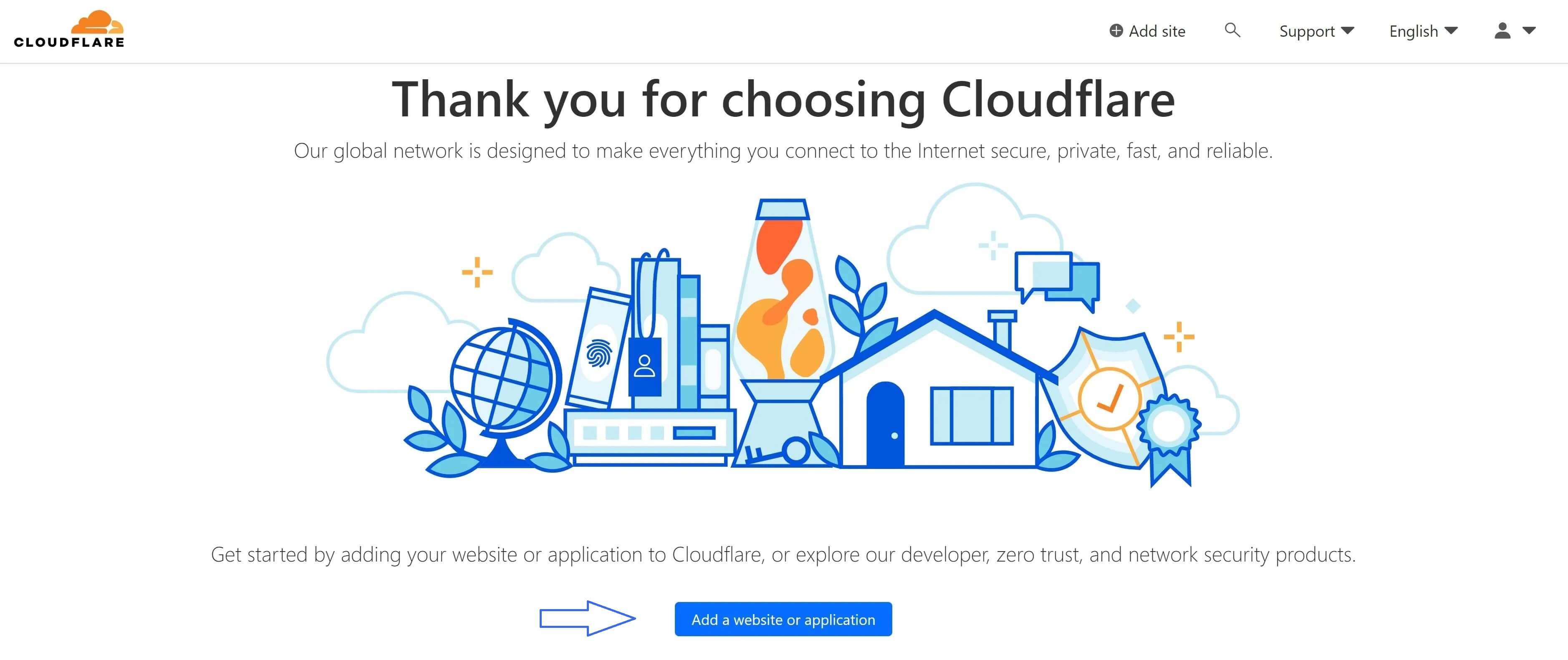 Screenshot of Cloudflare setup page