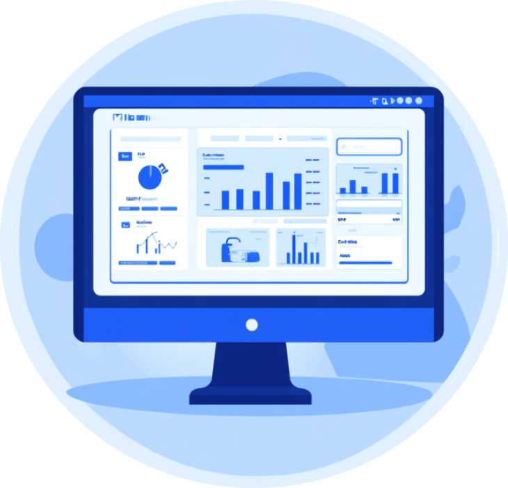 a computer monitor with a bar chart on it