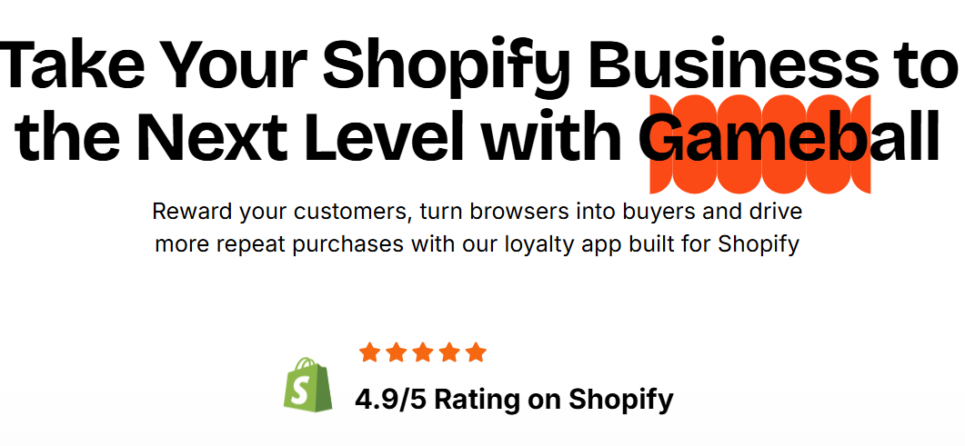 a sign that says take your shopify business to the next level with gameball