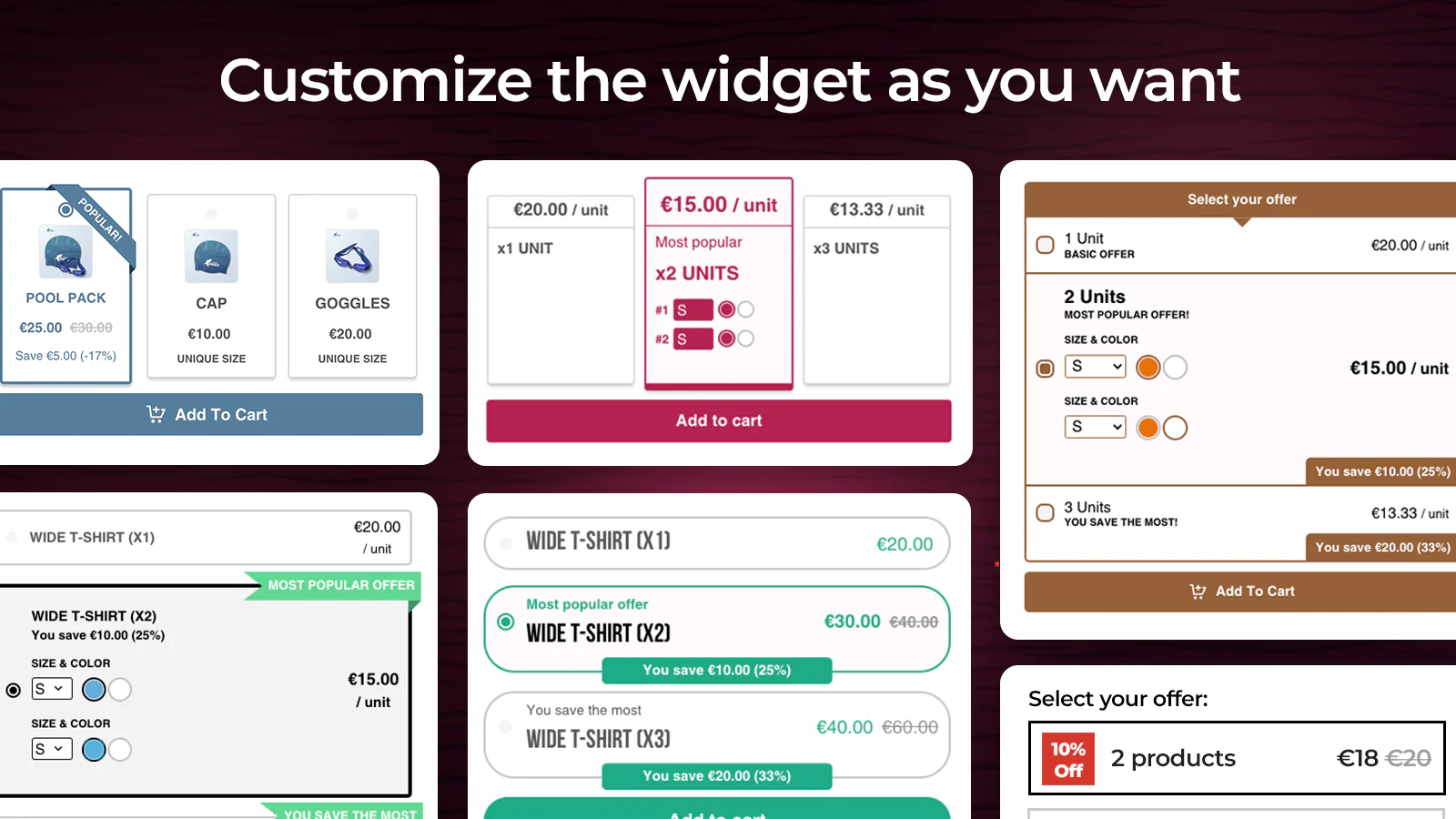 Screenshot of wide bundles features