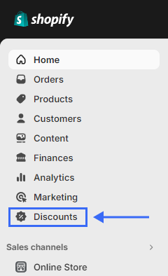 Shopify Discount tab.