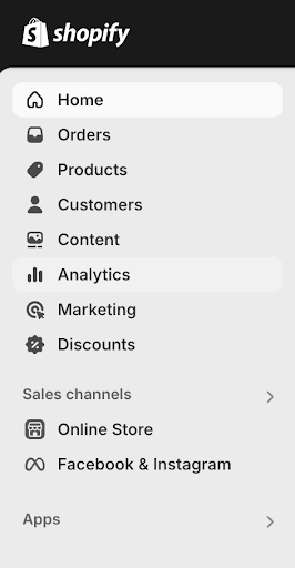 Shopify admin page Screenshot of Shopify admin page