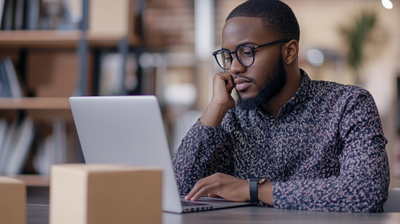 a man sitting at a table using a laptop