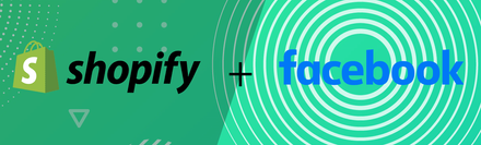 a green background with the words shopify and facebook