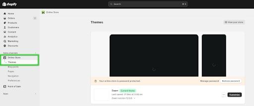 a screen shot of a web page with the Shopify 