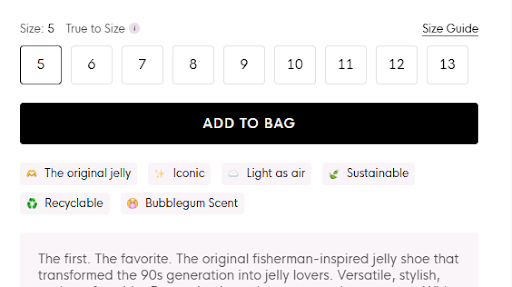 a screenshot showing the unique features of a product