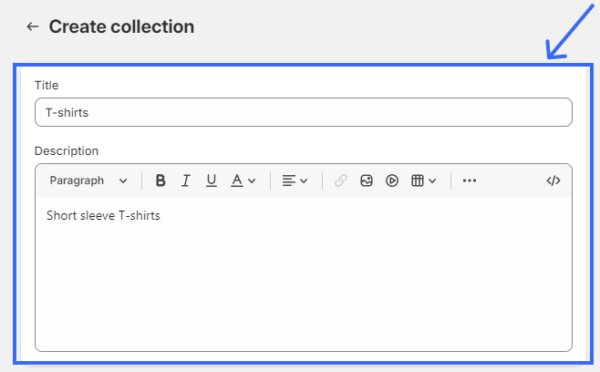 Create collection window.