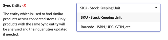 define whether the app will rely on SKUs or barcodes a screenshot showing to choose between SKU and barcodes