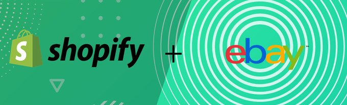 a green background with the words shopify and ebay