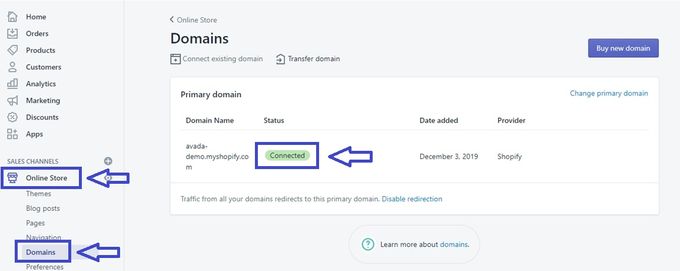 Screenshot of how to check the status of a SSL certificate on Shopify