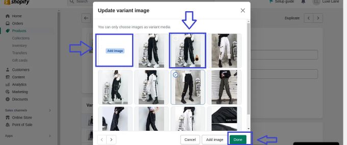 Changing Shopify variant images