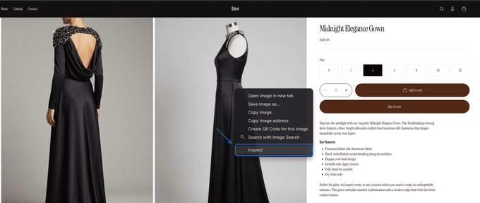 a dress on a mannequin with the back of the dress open