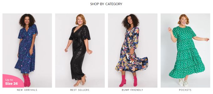 Screenshot of collection images from Little Party Dress's online store as an example of using Shopify's District theme