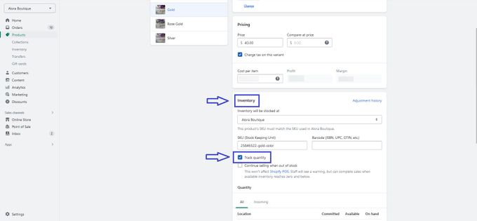 Step 4 to enable inventory tracking in Shopify