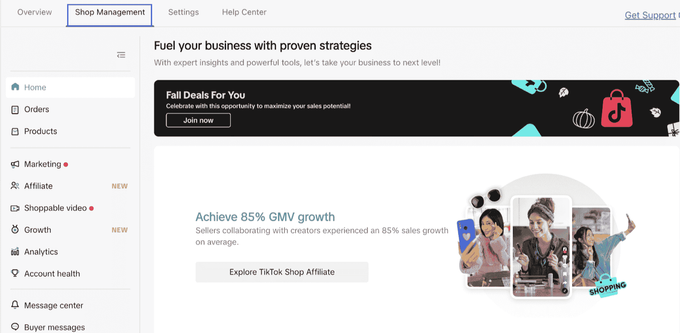 Product Sync Settings a screenshot of a web page with a picture of a womanScreenshot of Tiktok shop page showing to choose products you want to sync