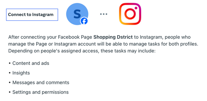 Connect to IG a screenshot showing to click the button connect to Instagram