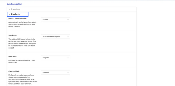 Synchronize products Screenshot of Multi Store Sync Power app to syncronize products for inventory management