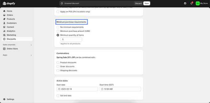 Eligibility Criteria a screenshot of shopify page showing to set criteria
