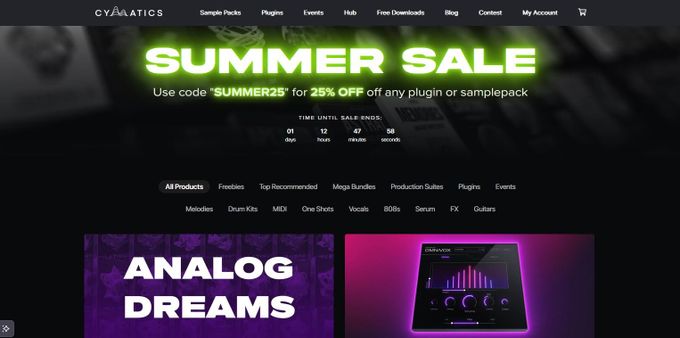 Cymatics Screenshot of cymatics homepage