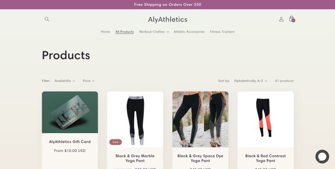 a screen shot of a website page showing products