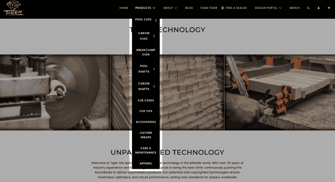 a web page for a manufacturing company