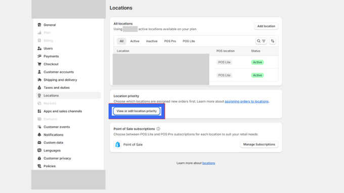 "View or edit fulfillment priority." Screenshot with blue block around "View or edit fulfillment priority."