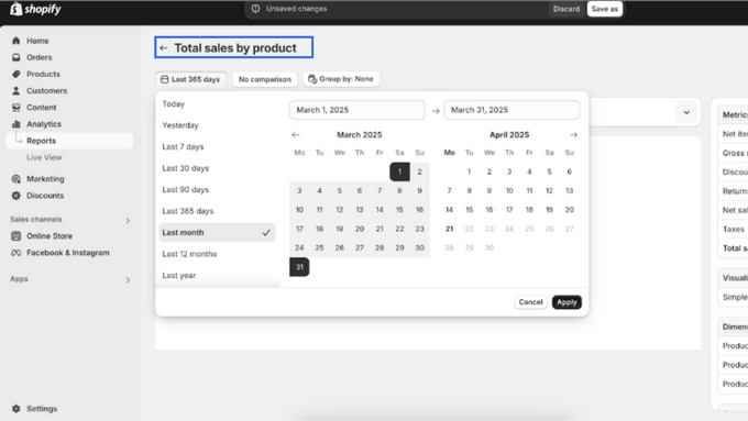 Track Units Sold Screenshot with blue block around the words "total sales by product"