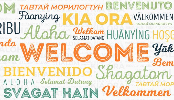 the word welcome written in different languages