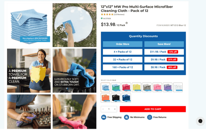 Microfibre a screen shot of a product page for a cleaning company