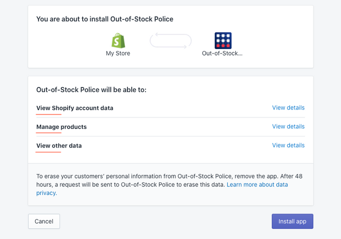 a screenshot of a facebook page with the option to install or install a stock