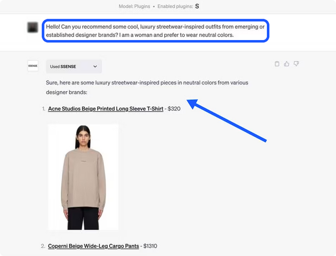 a screenshot of a web page with a picture of a woman's sweater