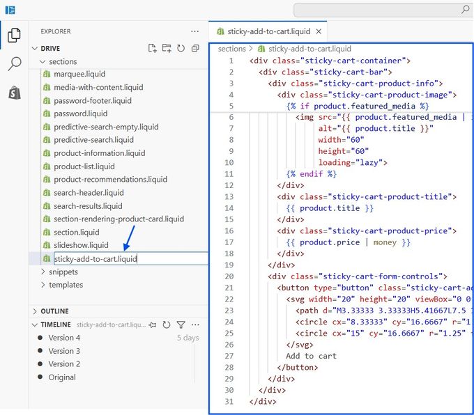 Add the Sticky _Add to Cart_ Button in Shopify in 5 Minutes a screenshot of a screenshot of a computer screen